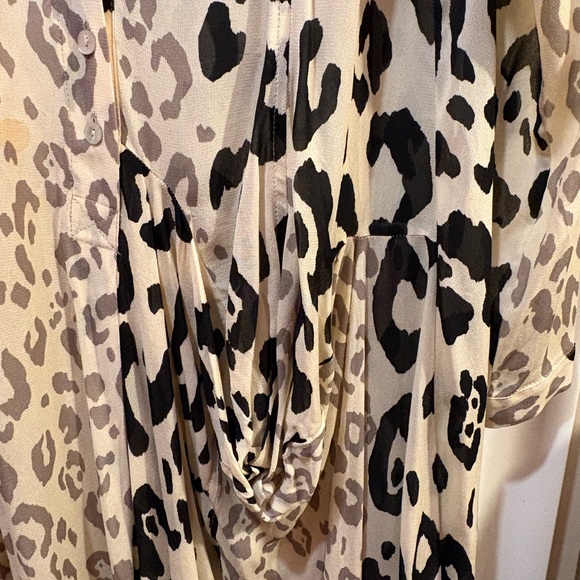 Alembika mixed print leopard floral Long Sleeve midi dress button front - Picture 5 of 8